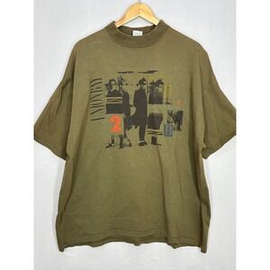 Unionbay Graphic Tee Mens XL Khaki Green Rock Bigger Vintage Y2K 90s Style